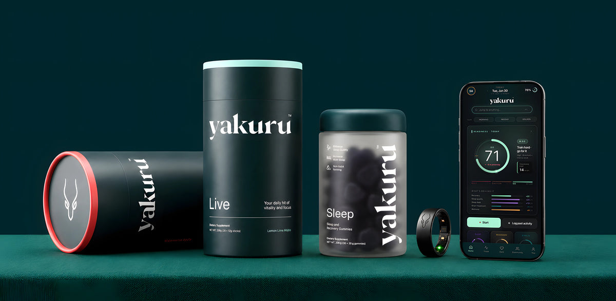 Yakuru Live, Train and Sleep with the Ultra Ring and app on green felt